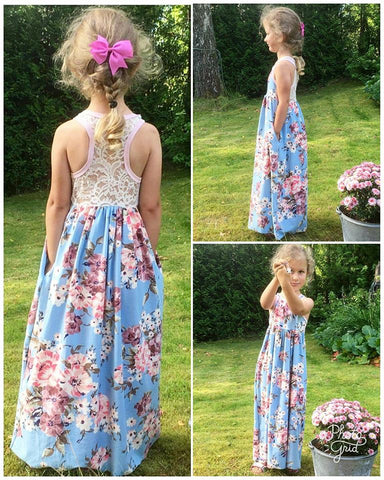PDF-mønster/pattern: Mini Maxi Dress child size 104-164 (US 4y-14y)