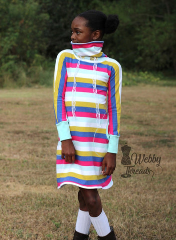 PDF-mønster/pattern: Cozy Dress child size 80-164 (US 12m-14y)
