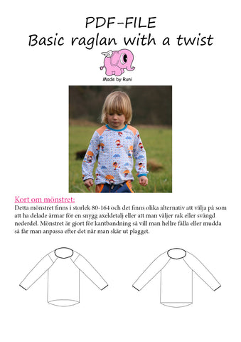 PDF-pakke/bundle: Basic raglan child + adult fitted cut