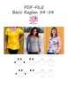 PDF-pakke/bundle: Basic raglan child + adult fitted cut