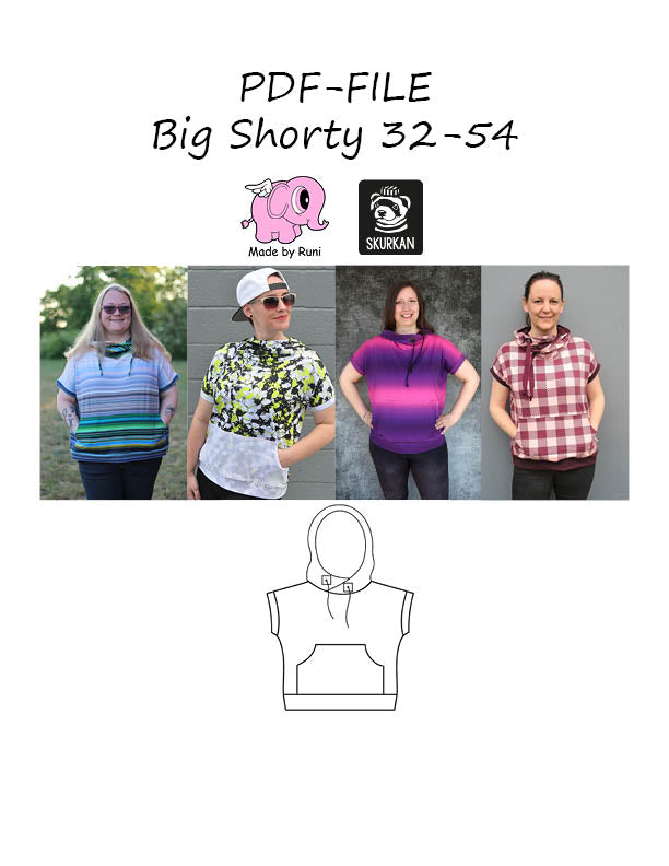 PDF-mønster/pattern: Big Shorty adult size 32-54 (2-24)