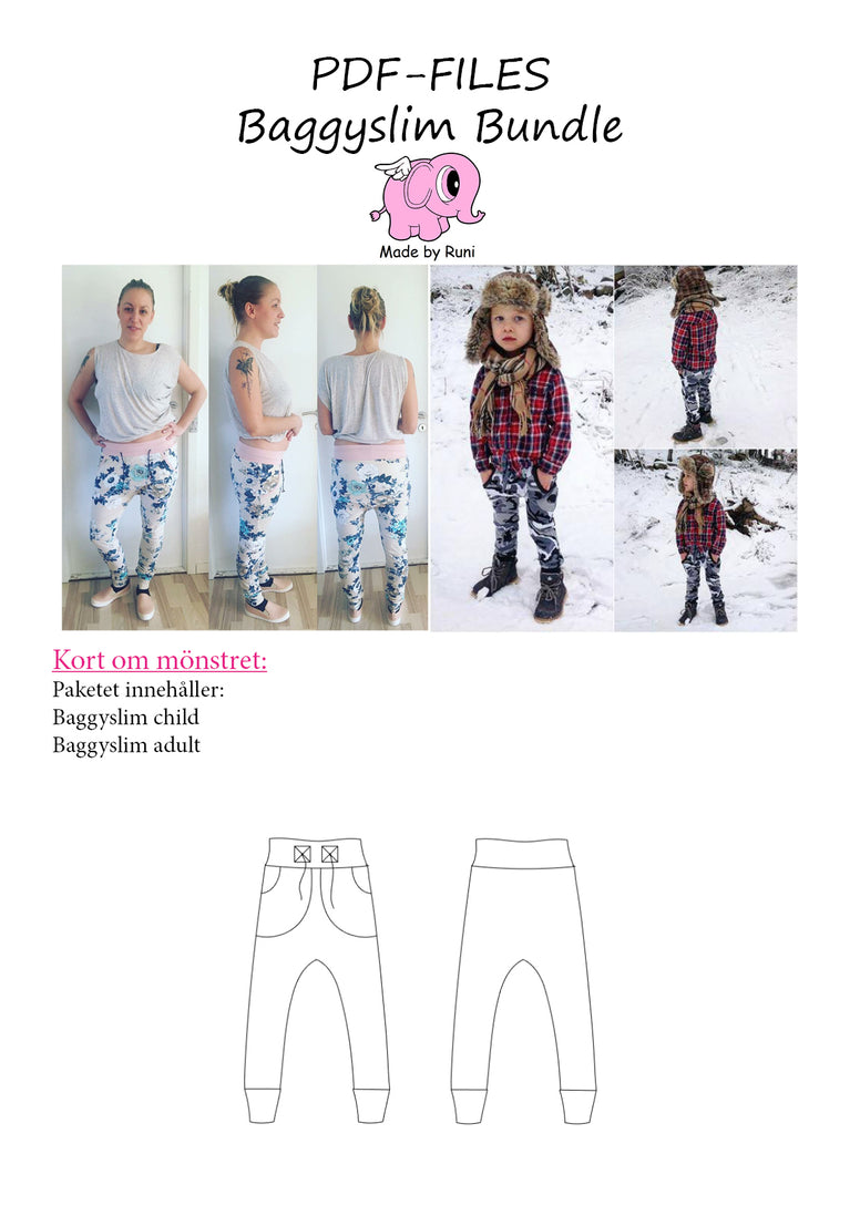 PDF-pakke/bundle: Baggy Slim adult + child