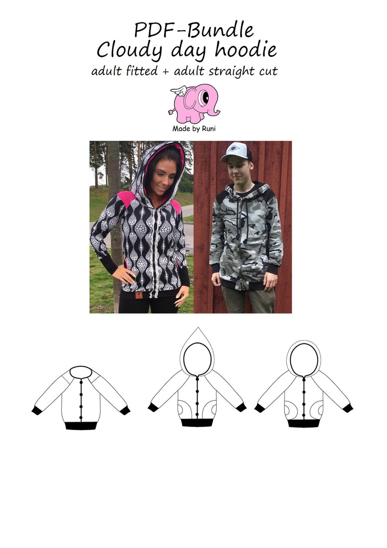 PDF-pakke/bundle: Cloudy day hoodie adult both