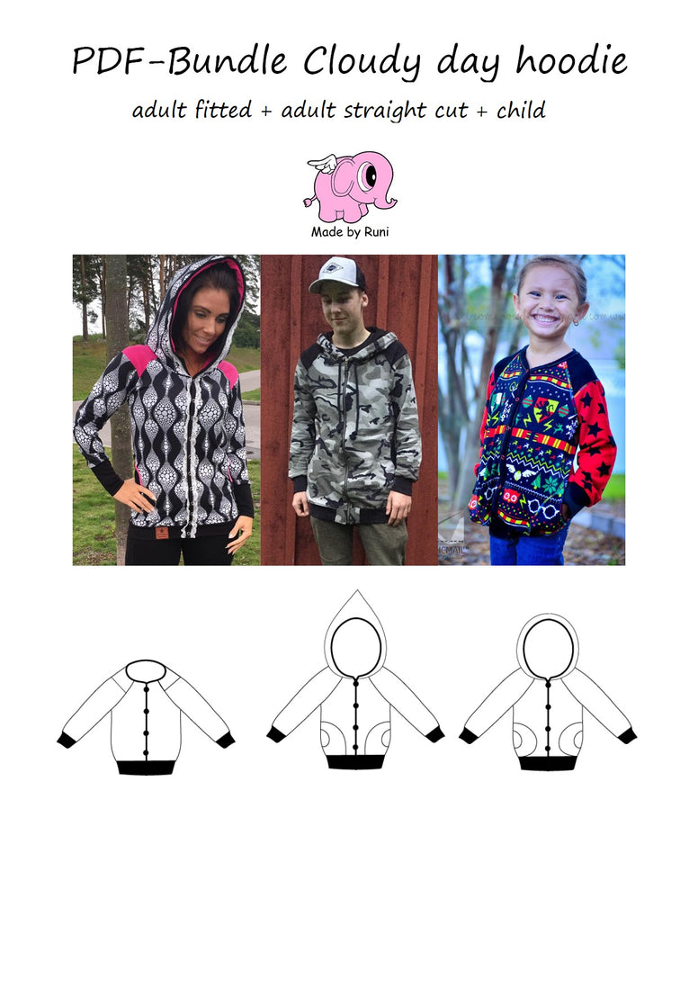 PDF-pakke/bundle: Cloudy day hoodie all