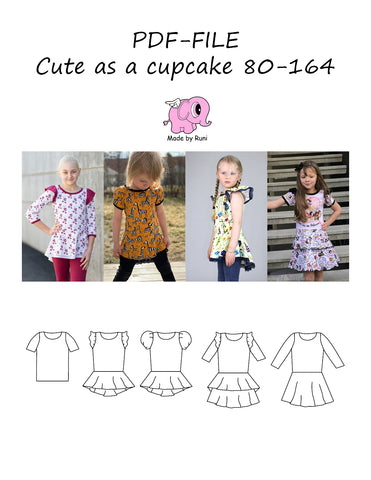 PDF-mønster/pattern: Cute as a cupcake 80-164