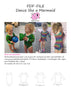 PDF-Mønster/pattern: Dance Like a Mermaid child size 80-164 (US 12m-14y)