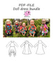 PDF-mønster/pattern: Doll dress bundle