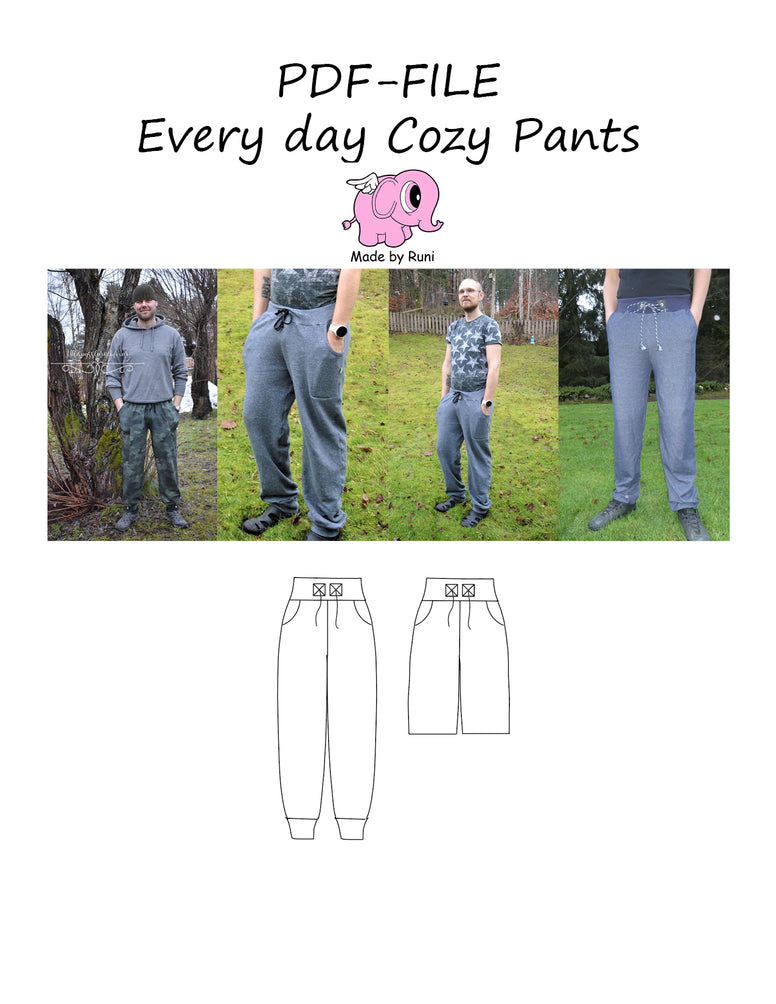 PDF-mønster/pattern: Every Day Cozy Pants adult loose fit XS-XXXXL