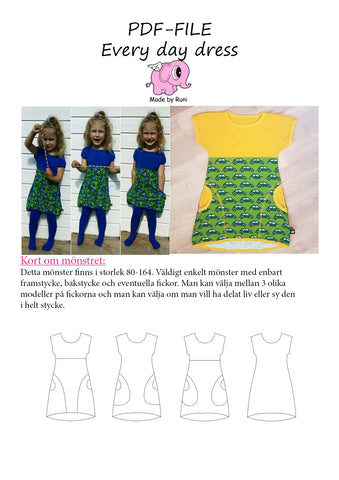 PDF-mønster/pattern: Every Day Dress child size 80-164 (US 12m-14y)