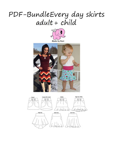 PDF-pakke/bundle: Every day skirts adult + child