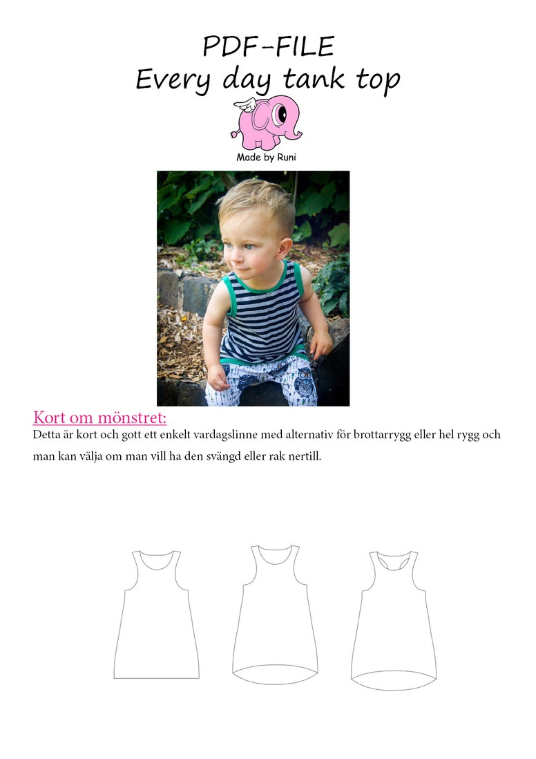 PDF-mønster/pattern: Every Day Tank Top child size 80-164 (US 12m-14y)
