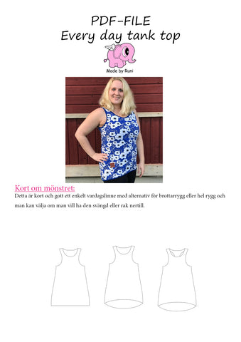 PDF-mønster/pattern: Every Day Tank Top adult fitted size 34-54 (US 4-24)