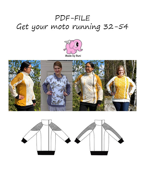 PDF-mønster/pattern: Get your moto running adult curved fit 32-54 (US 2-24)