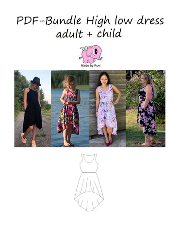 PDF-pakke/bundle: High Low dress adult + child