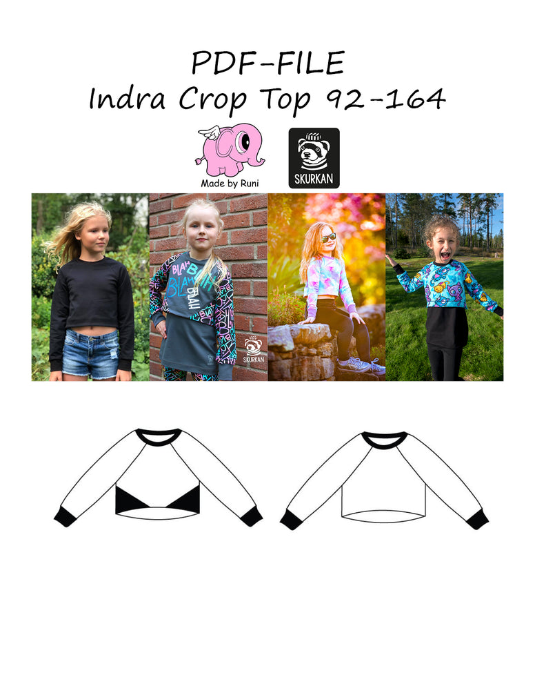 PDF-mønster/pattern: Indra Crop Top 92-164 (US 2T-14y)