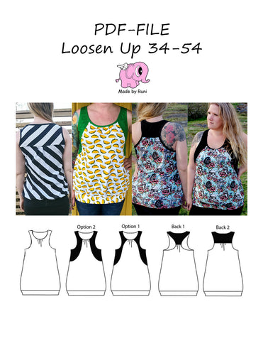 PDF-mønster/pattern: Loosen up size 34-54 (US 4-24)