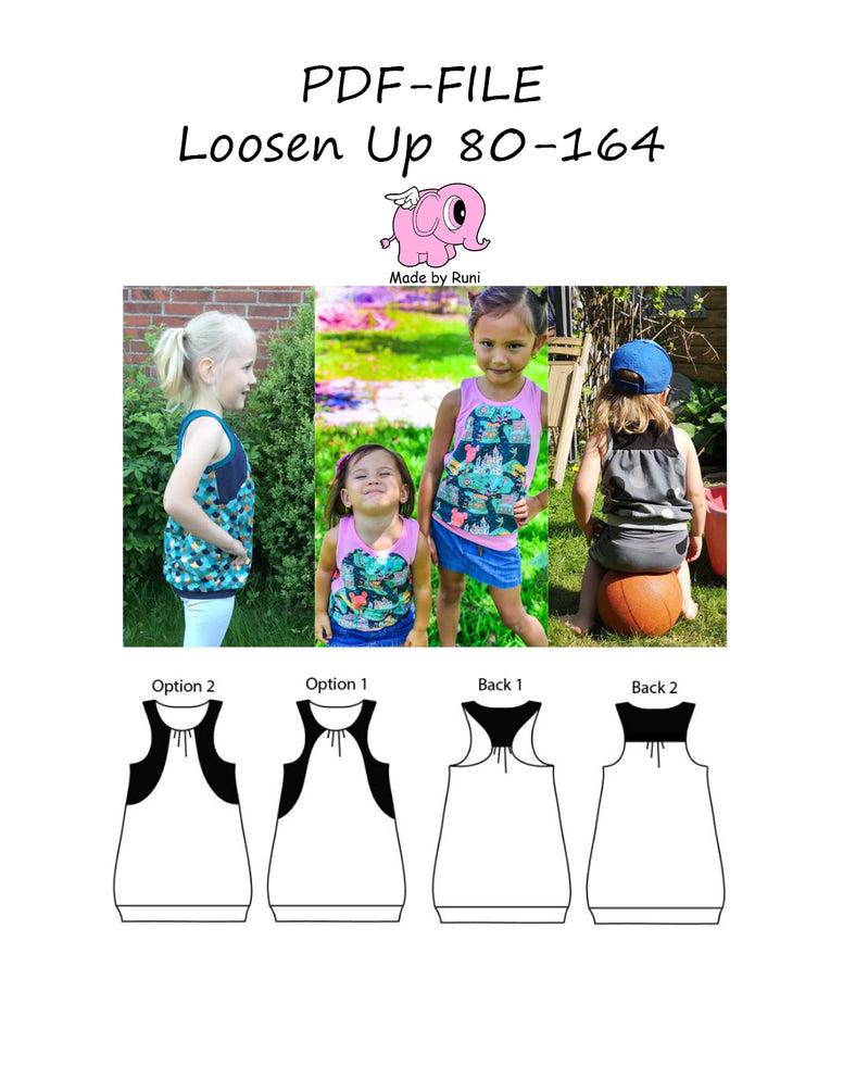 PDF-mønster/pattern: Loosen up size 80-164 (US 12 mo-14y)