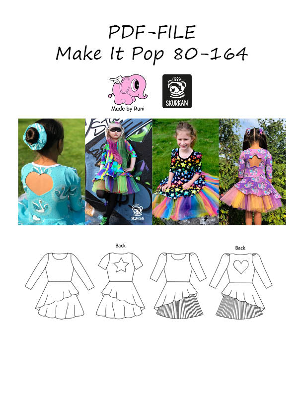 PDF-mønster/pattern: Make it pop 80-164 (US 12m-14y)
