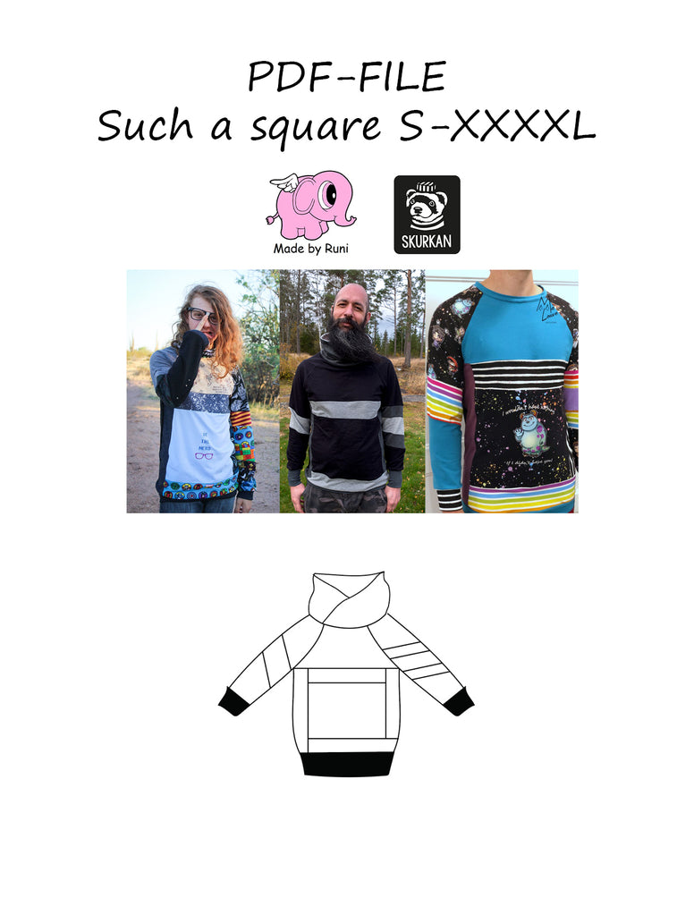 PDF-mønster/pattern: Such a square straight cut S-XXXXL