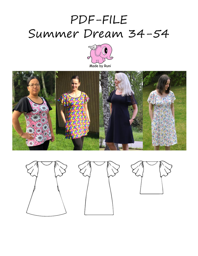 PDF-mønster/pattern: Summer Dream adult 34-54 (4-24)
