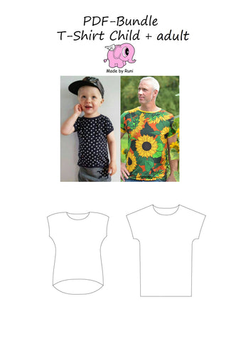 PDF-Bundle: T-shirt barn+adult /child+adult