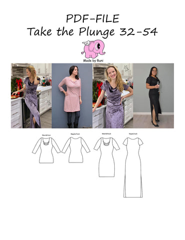 PDF-mønster/pattern: Take the plunge 32-54 (US 2-24)