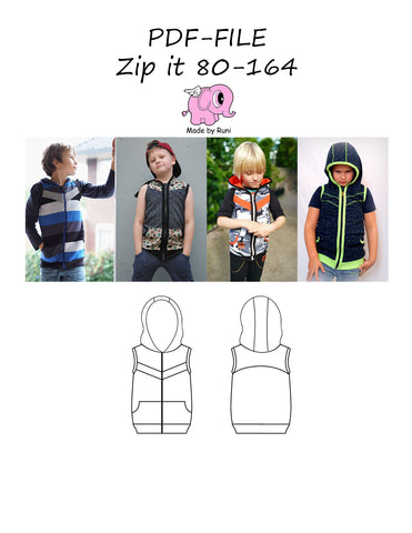 PDF-mønster/pattern: Zip it 80-164 (US 12m-14y)