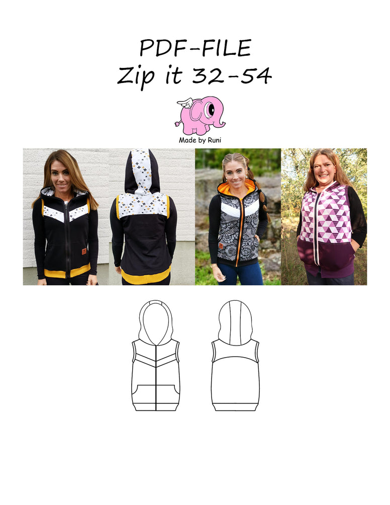 PDF-mønster/pattern: Zip it 32-54 (US 2-24)