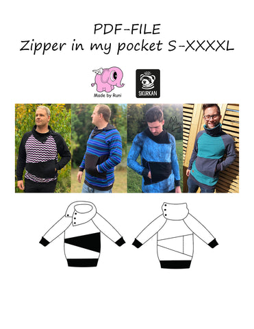 PDF-mønster/pattern: Zipper in my pocket Straight fit S-XXXXL
