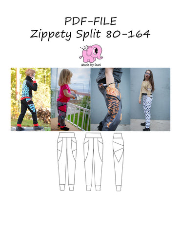 PDF-mønster/pattern: Zippety Split 80-164 (US 12m-14y)