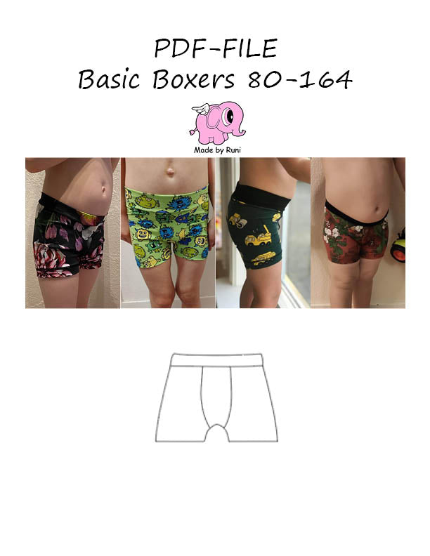 PDF-mønster/pattern: Basic boxer child 80-164