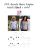 PDF-pakke/bundle: Basic raglan child + adult fitted cut