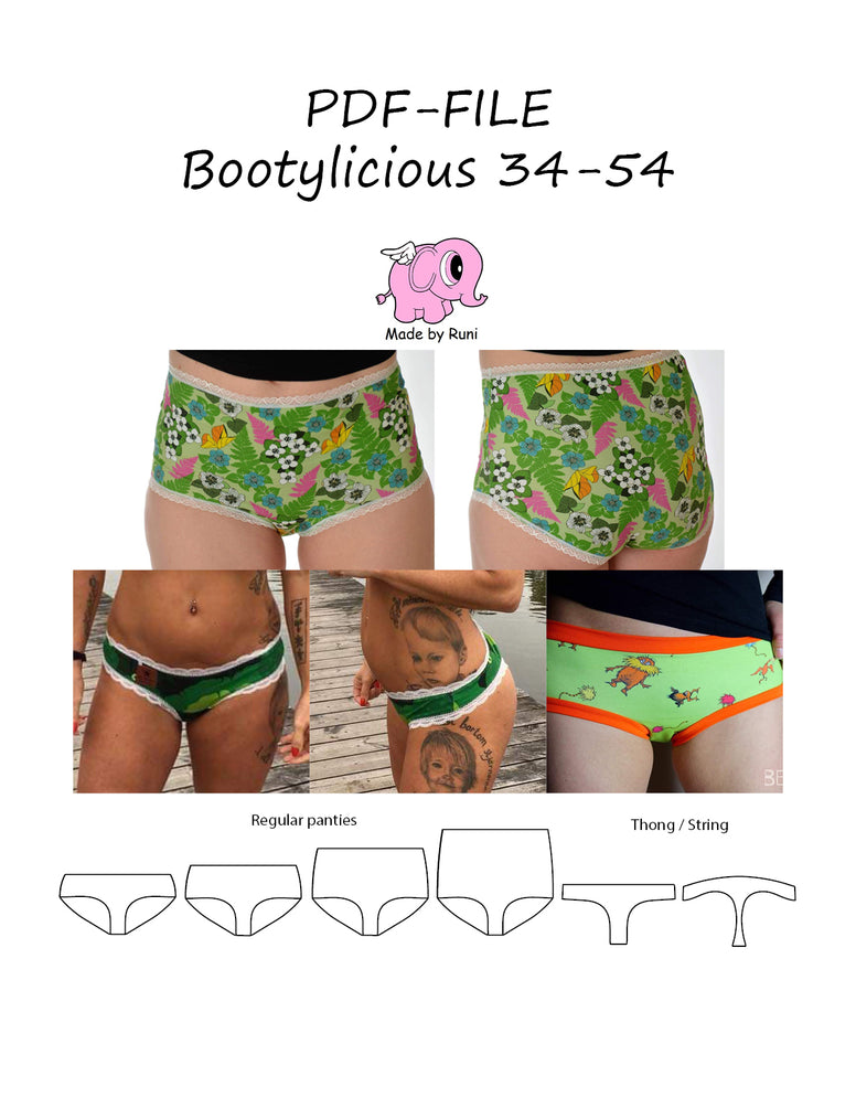 PDF-mønster/pattern: Bootylicious adult 34-54 (4-24)