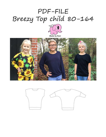 PDF-mønster/pattern: Breezy top child size 80-164 (US 12mo-14y)