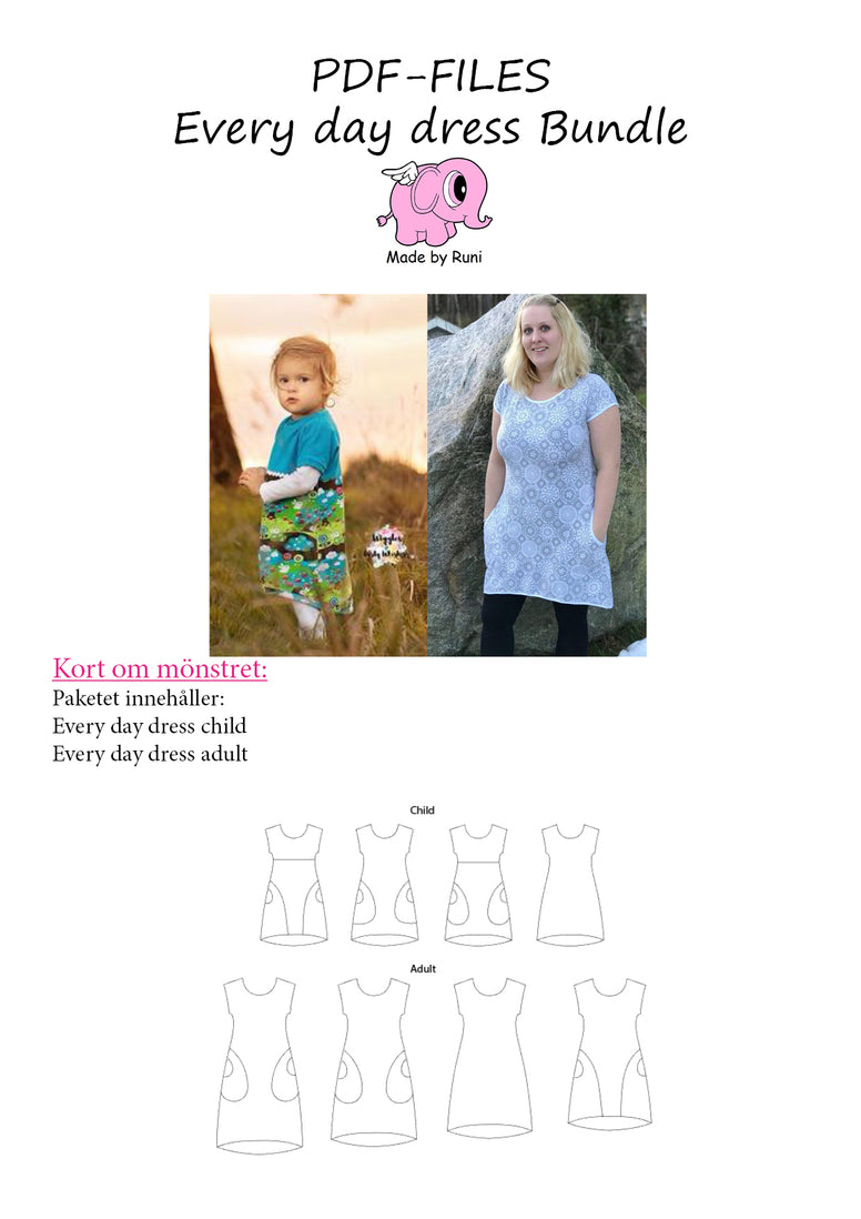 PDF-pakke/bundle: Every Day Dress child + adult