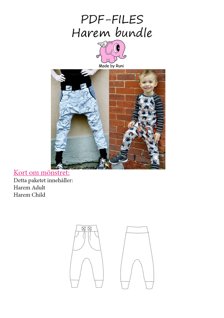 PDF-pakke/bundle: Harem byxa/pants child + adult