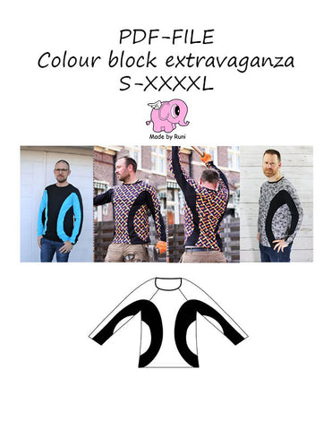 PDF-mønster/pattern: Colour block extravaganza adult Straight fit S-XXXXL