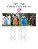 PDF-mønster/pattern: Corner dress Adult 34-58 (US 4-28)