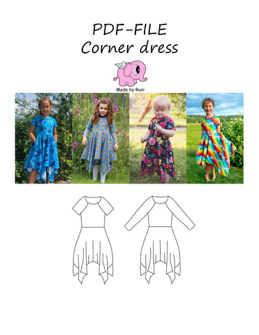 PDF-mønster/pattern: Corner dress child 80-164