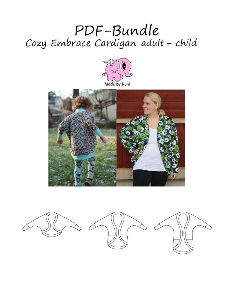 PDF-pakke/bundle: Cozy embrace cardigan adult + child