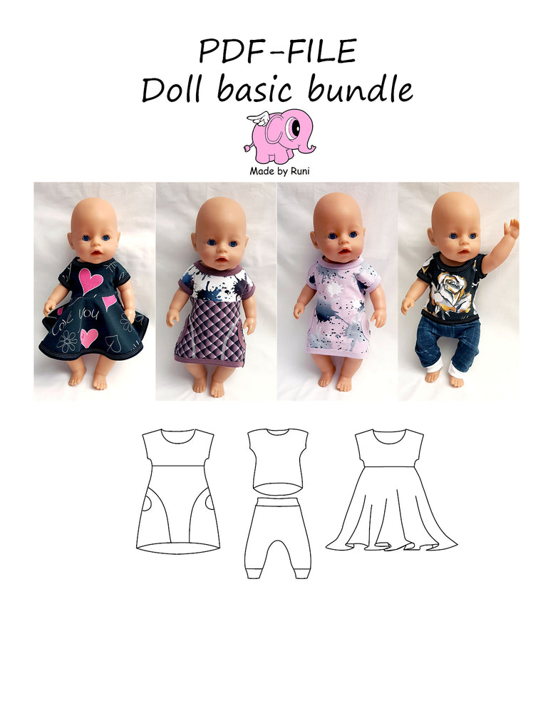PDF-mønster/pattern: Doll basic bundle