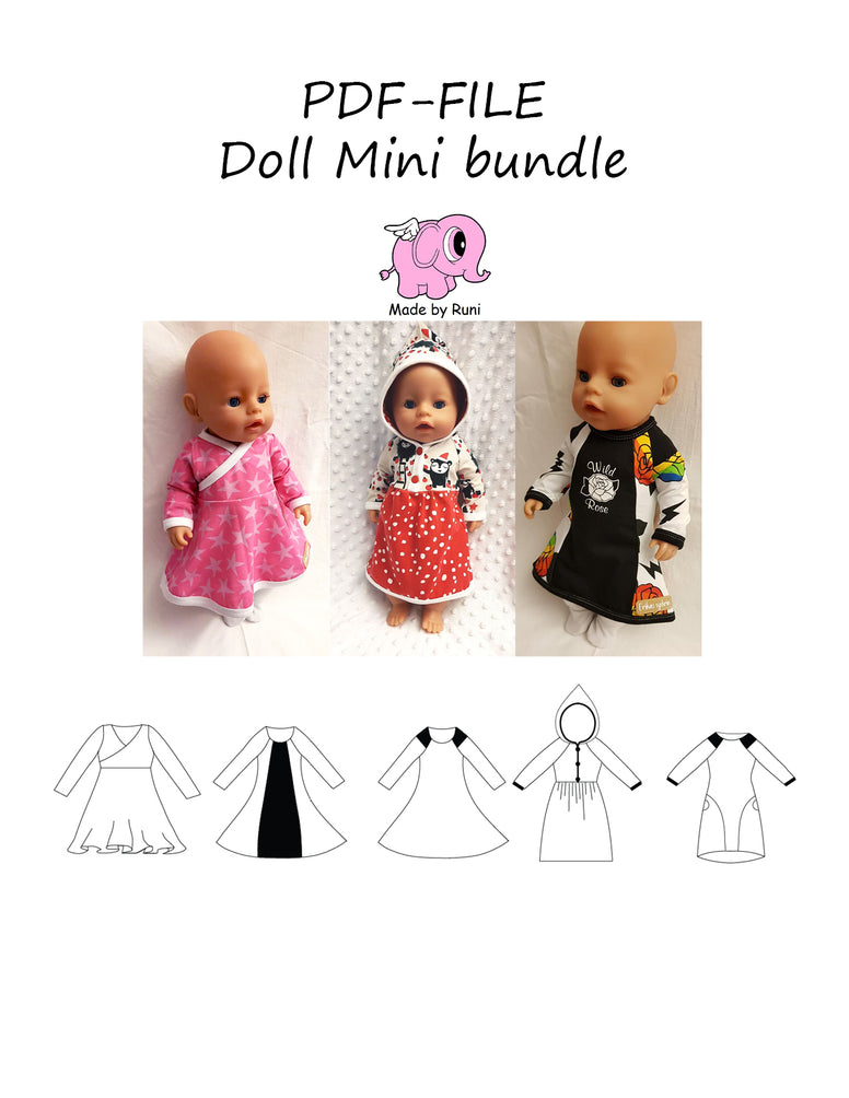 PDF-mønster/pattern: Doll Mini bundle