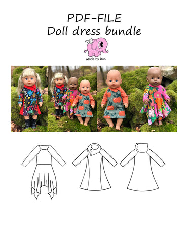 PDF-mønster/pattern: Doll dress bundle
