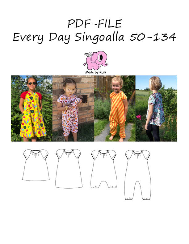 PDF-mønster/pattern: Every day Singoalla child size 50-134 (US newborn-9y)