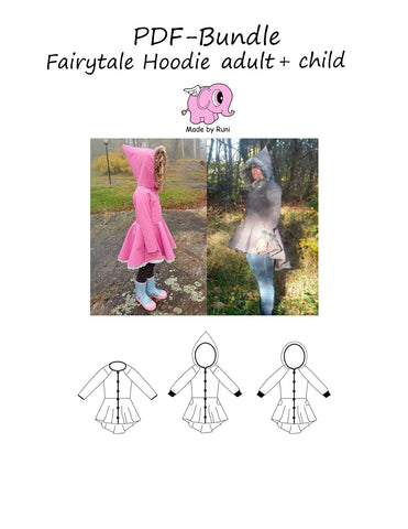 PDF-pakke/bundle: Fairytale hoodie adult + child