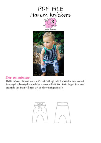 PDF-mønster/pattern: Harem knickers children size 56-164 (US newborn-14y)