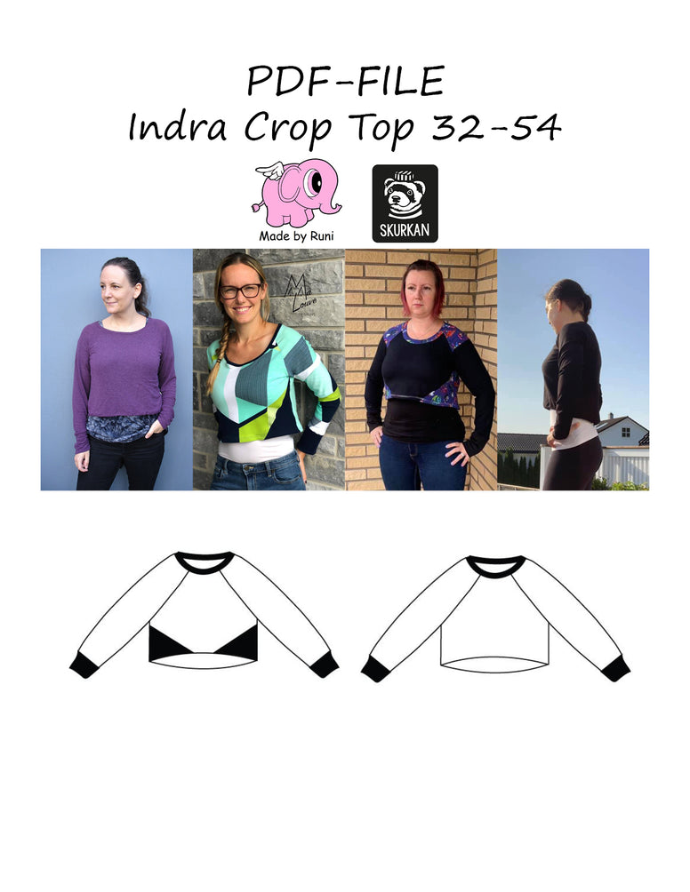 PDF-mønster/pattern: Indra Crop Top adult 32-54 (US 2-24)