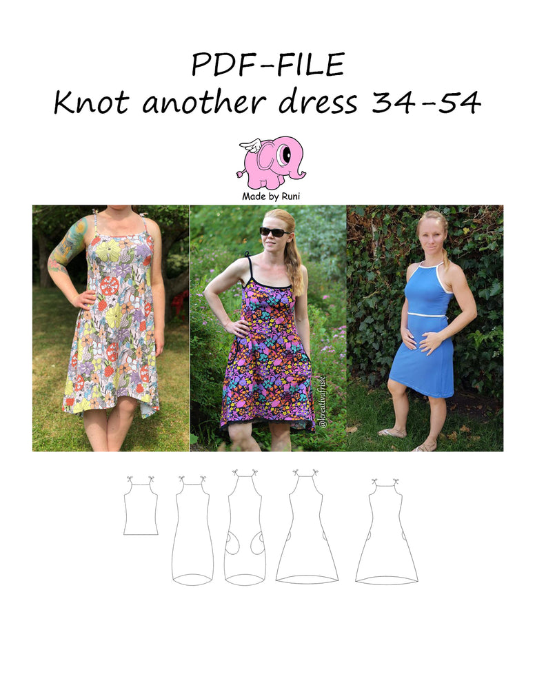 PDF-mønster/pattern: Knot another dress adult size 34-54 (US 4-24)
