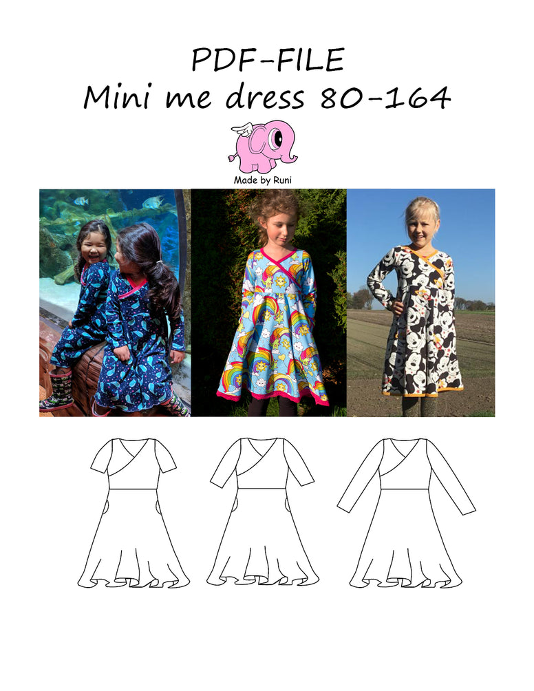PDF-mønster/pattern: Mini me dress 80-164 (US 12mo-14y)