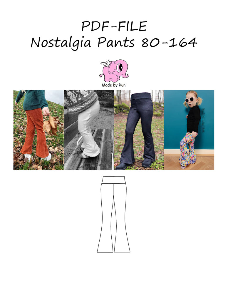 PDF-mønster/pattern: Nostalgia pants 80-164 (US 12m-14y)